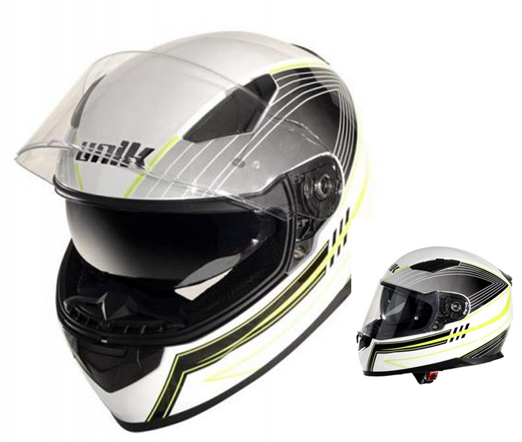 CASCO MOTO UNIK INTEGRAL CI-01 AIR GAFAS SOLAR SIN PINLOCK BLANCO NEGRO AMARILLO FLUOR L